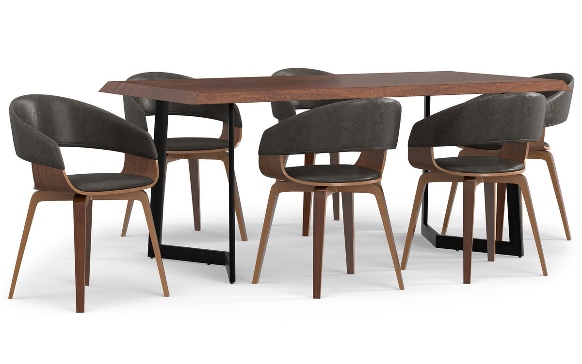 Distressed Brown/Dark Brown Vegan Leather | Lowell 7 Piece Dining Set