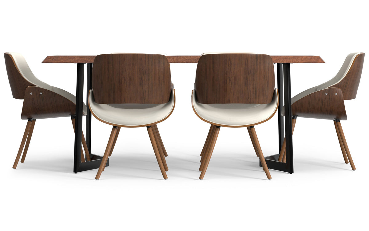 Cream Vegan Leather | Malden / Watkins 7 Pc Dining Set With Wood Back Chair