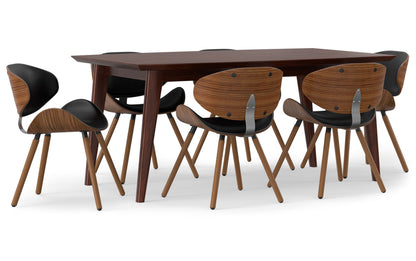 Black Vegan Leather | Marana / Draper 7-Piece Dining Set