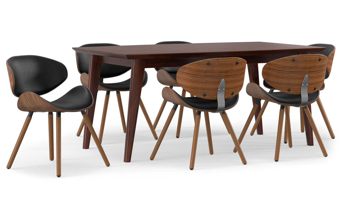Black Vegan Leather | Marana / Draper 7-Piece Dining Set