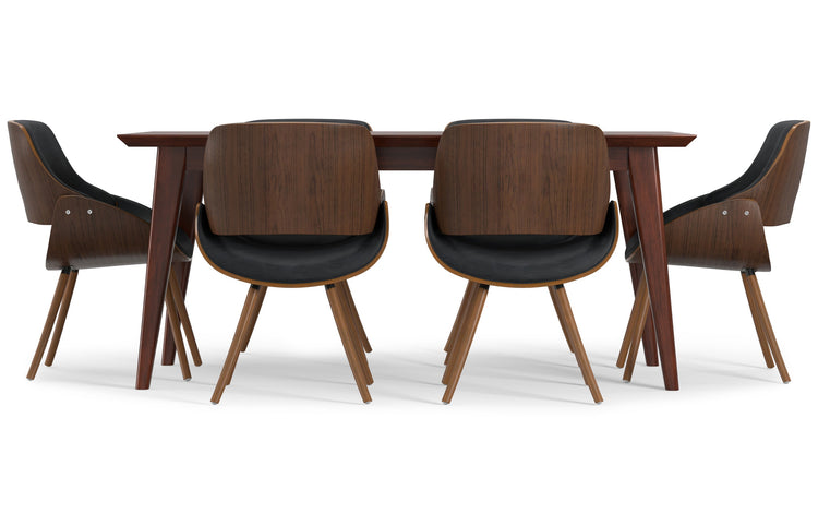 Distressed Black Distressed Vegan Leather | Malden / Draper 7-Piece Dining Set with Wood Back Chair