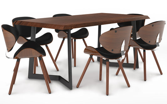 Black/Dark Brown Vegan Leather | Marana / Watkins 7 Piece Dining Set