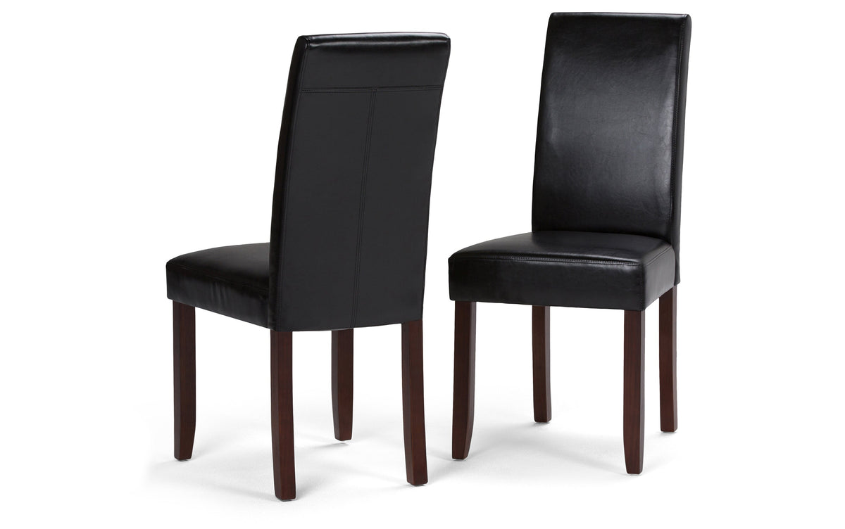 Midnight Black/Java Brown Vegan Leather | Acadian 9 Piece Dining Set