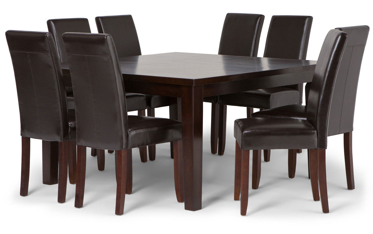 Tanners Brown/Java Brown Vegan Leather | Acadian 9 Piece Dining Set