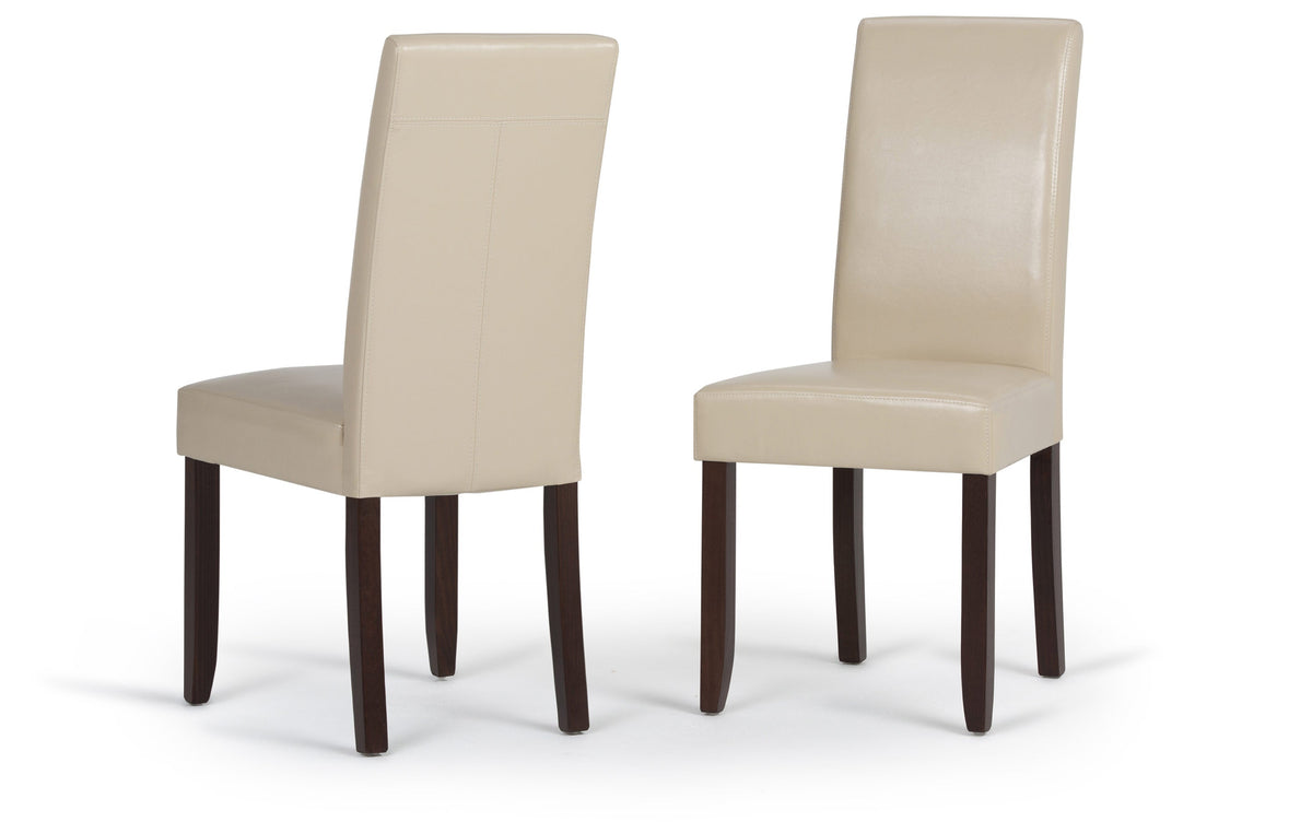 Satin Cream/Java Brown Vegan Leather | Acadian 9 Piece Dining Set