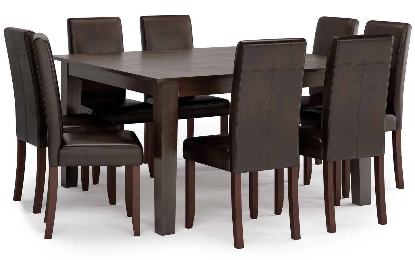 Distressed Brown/Java Brown Distressed Vegan Leather | Acadian 9 Piece Dining Set