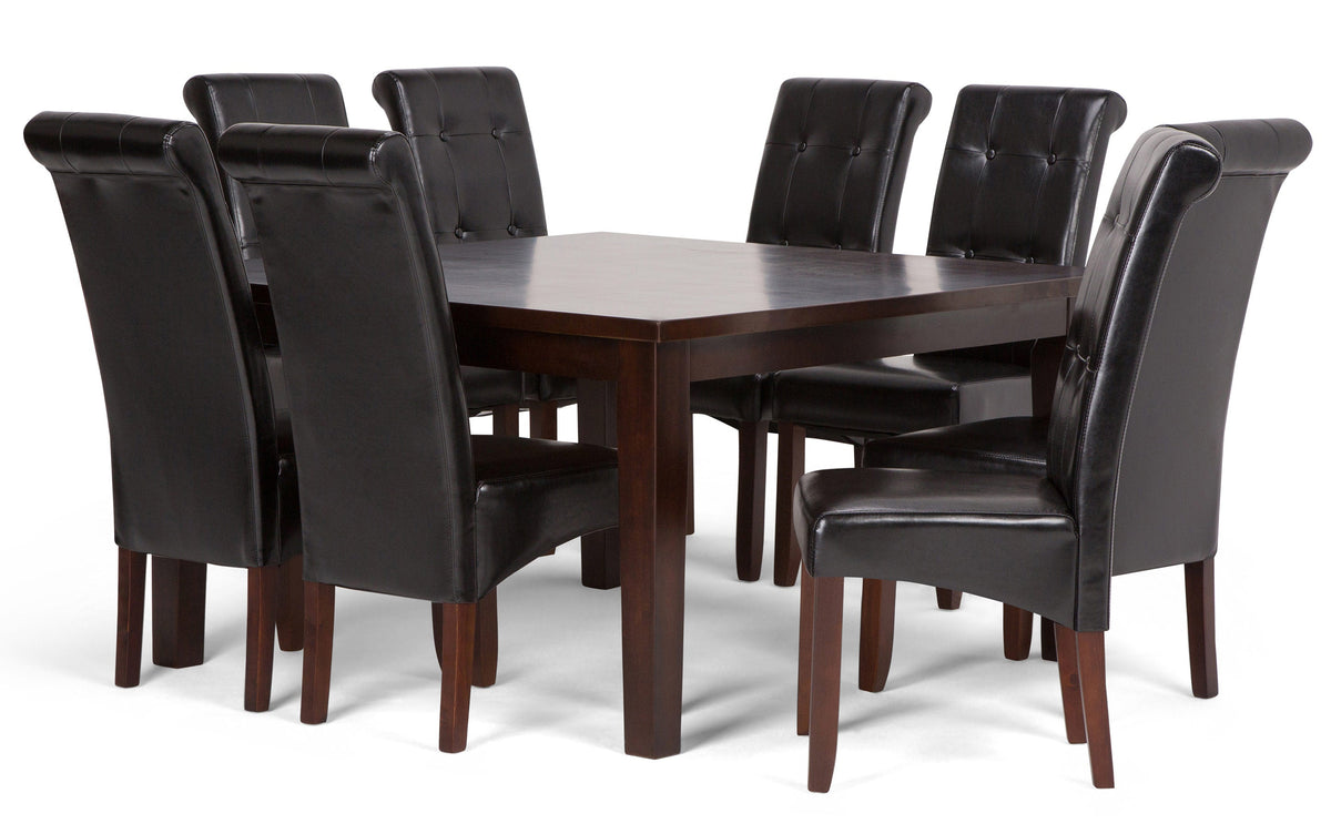 Midnight Black/Java Brown Vegan Leather | Cosmopolitan Large 9 piece Dining Set