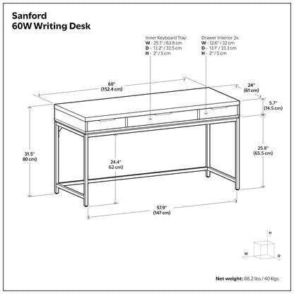 Sanford 60 inch Writing Desk