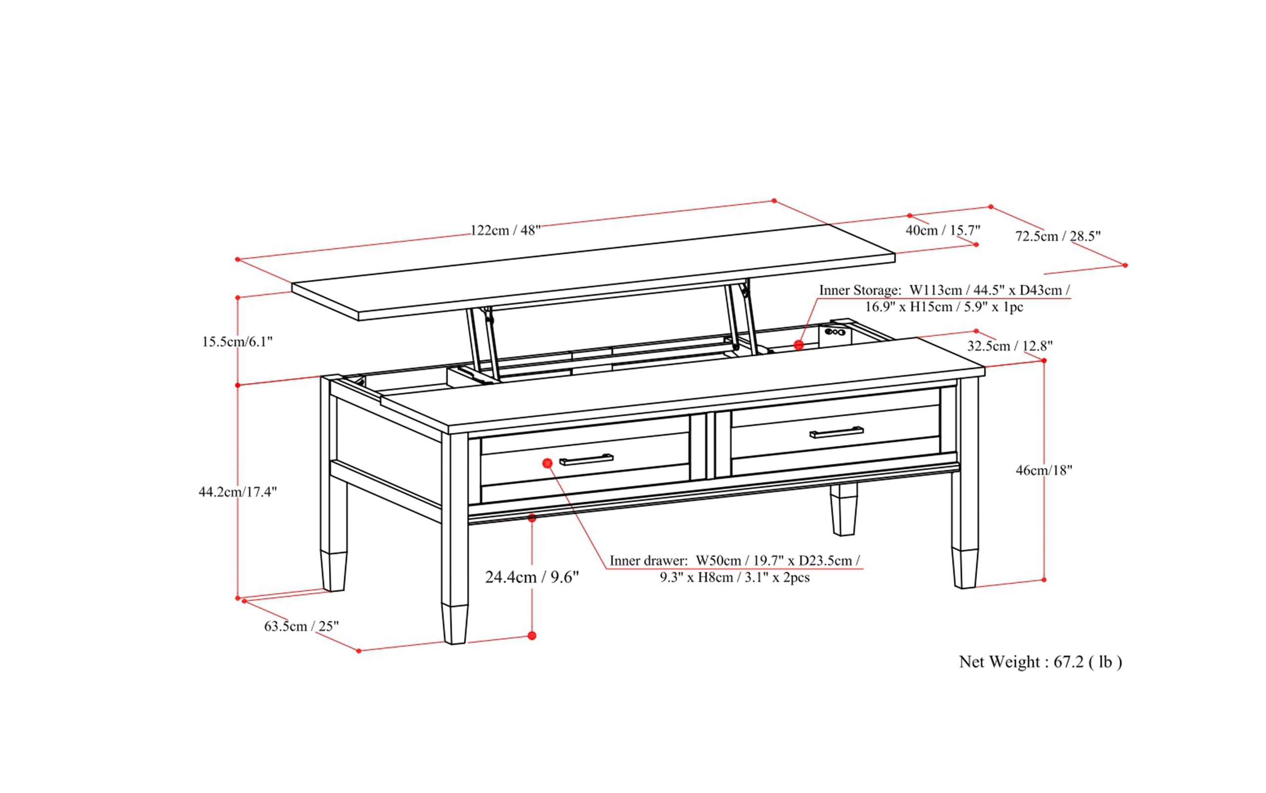 Ela Lift Top Coffee Table