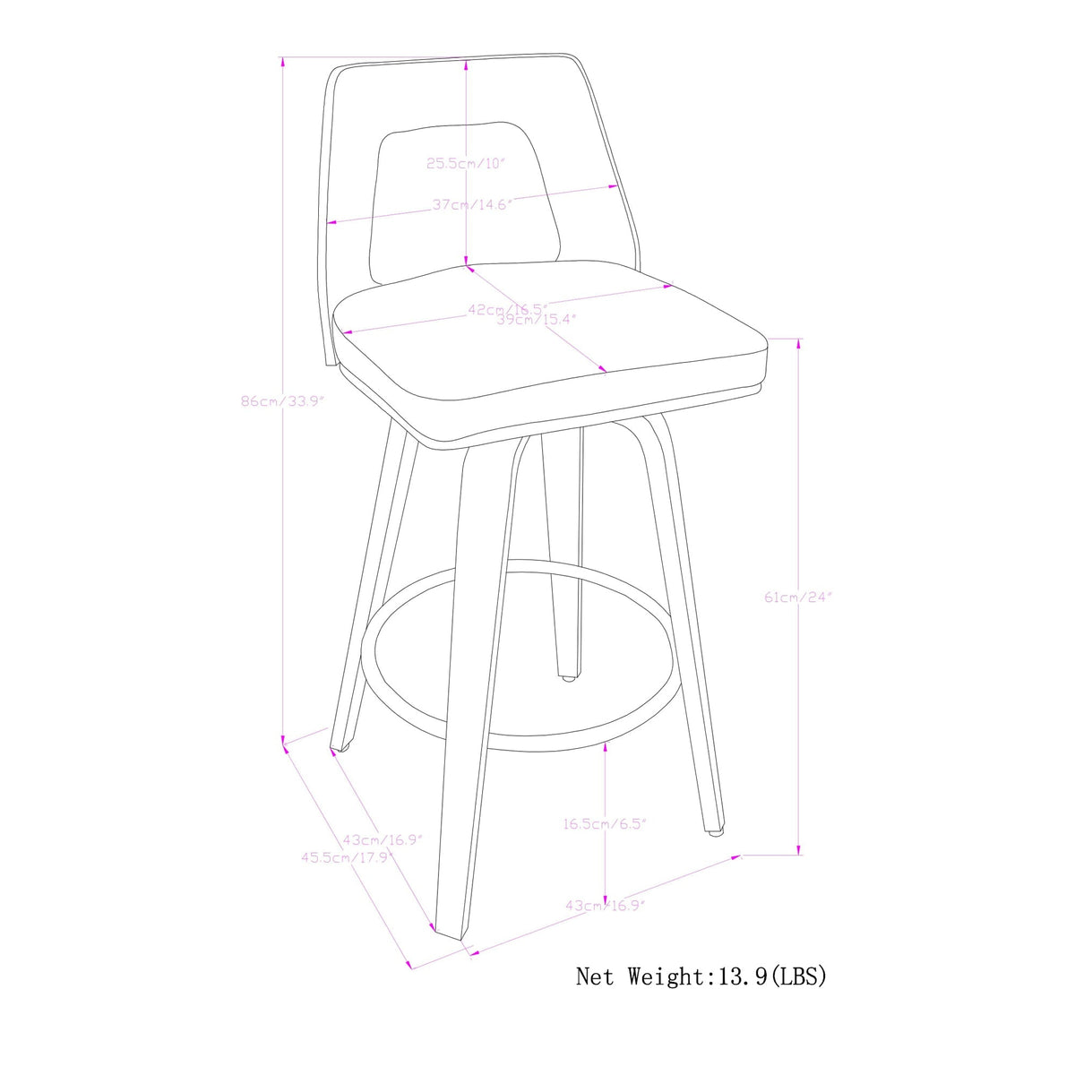 Ellison Bentwood Counter Height Stool (Set of 2)