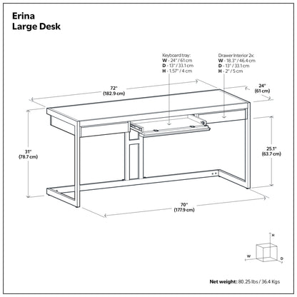 Rustic Natural Aged Brown | Erina Large Desk