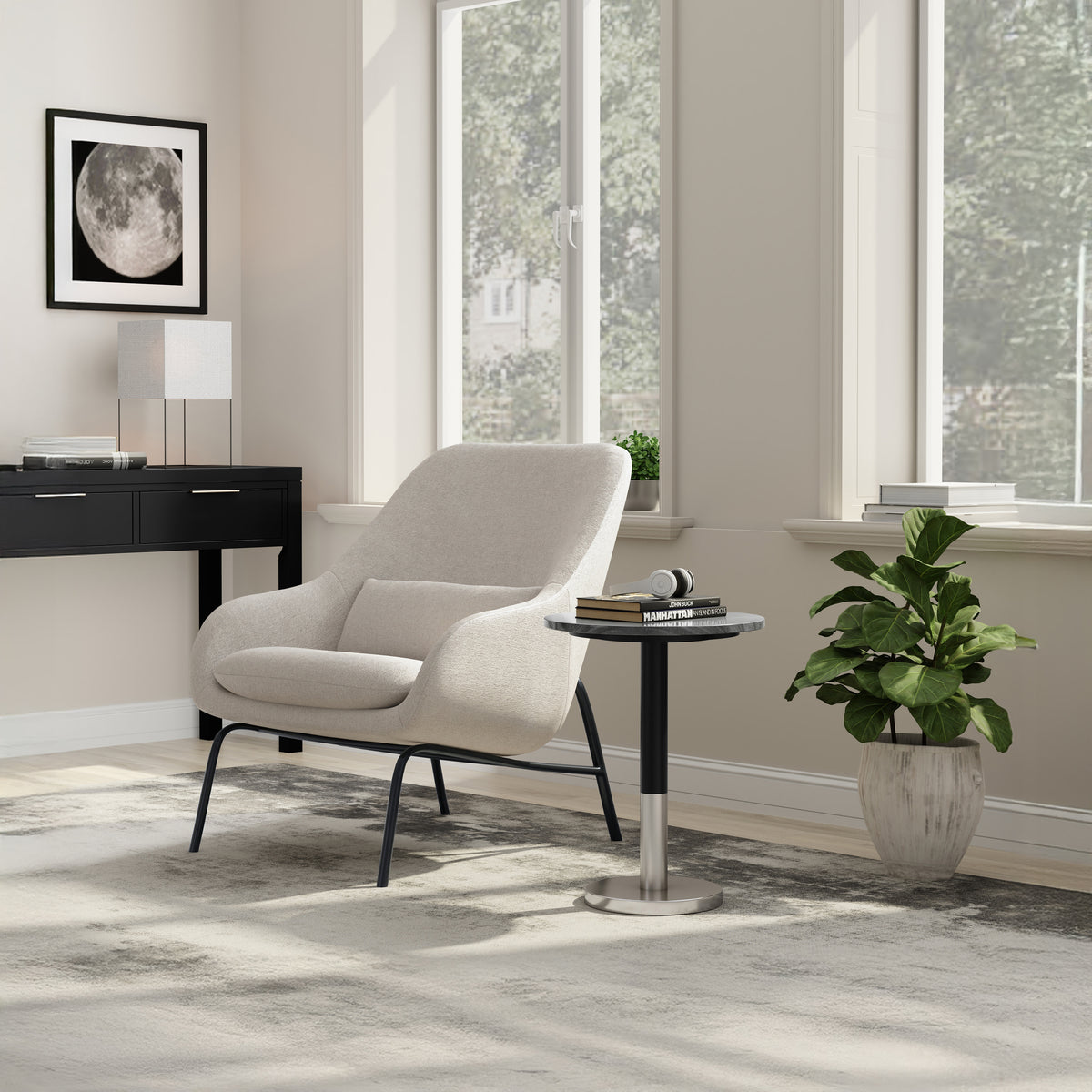 Grey Marble/Black/Silver | Evans Marble Side Table