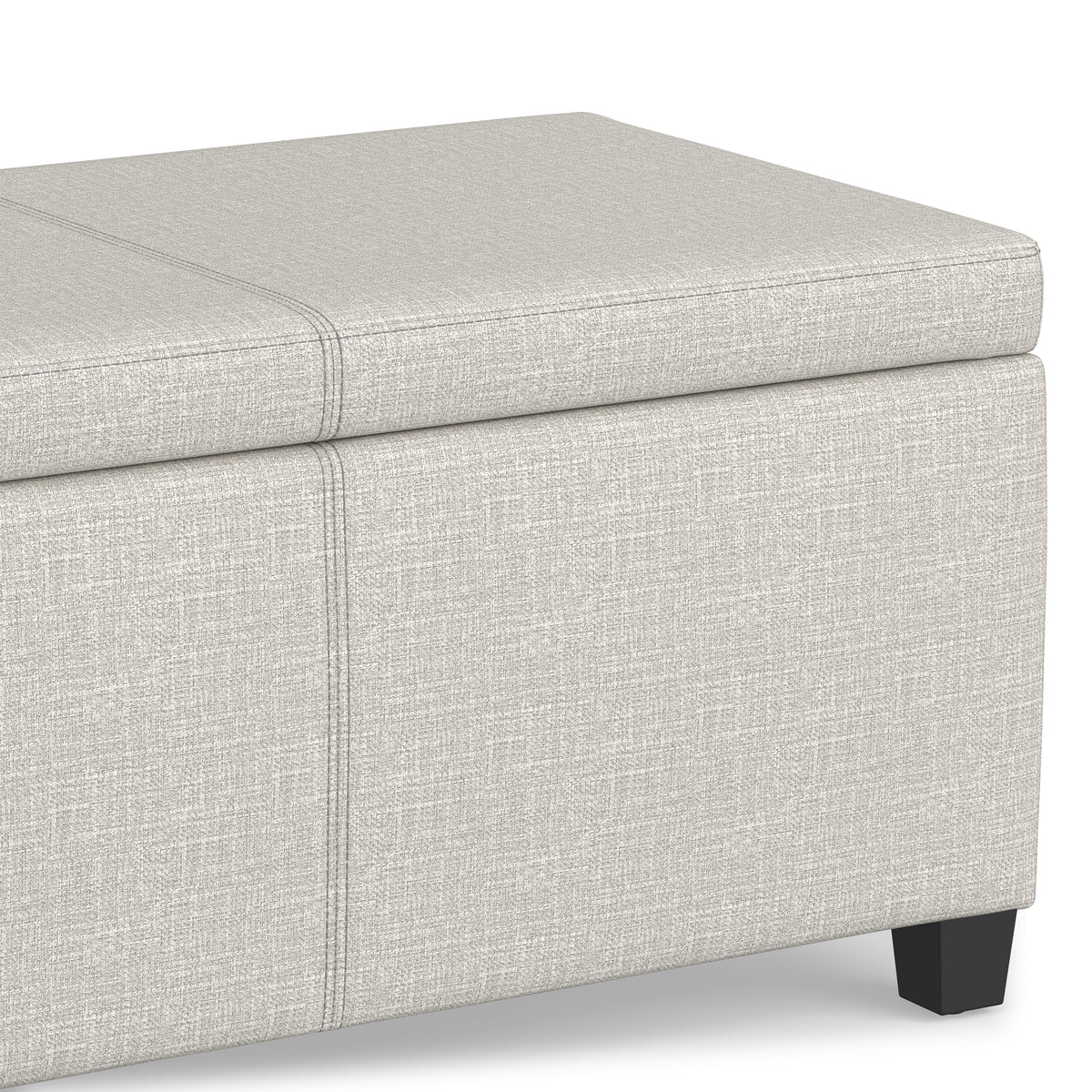 Alabaster Ivory Linen Style Fabric | Avalon Storage Ottoman in Linen