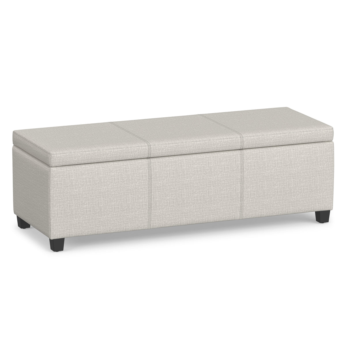 Alabaster Ivory Linen Style Fabric | Avalon Storage Ottoman in Linen