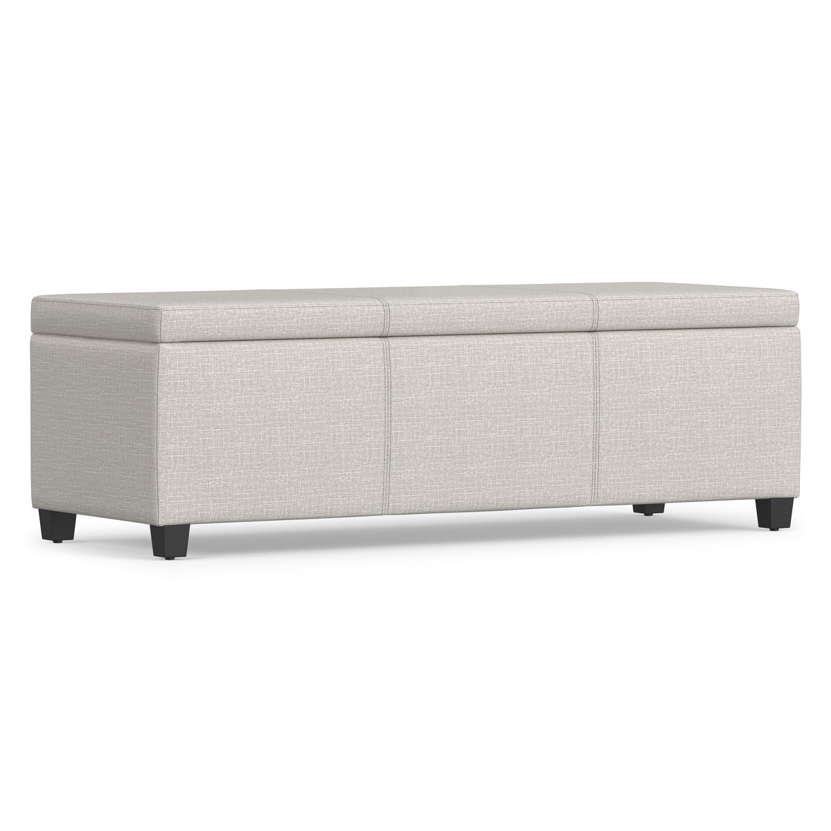 Alabaster Ivory Linen Style Fabric | Avalon Storage Ottoman in Linen