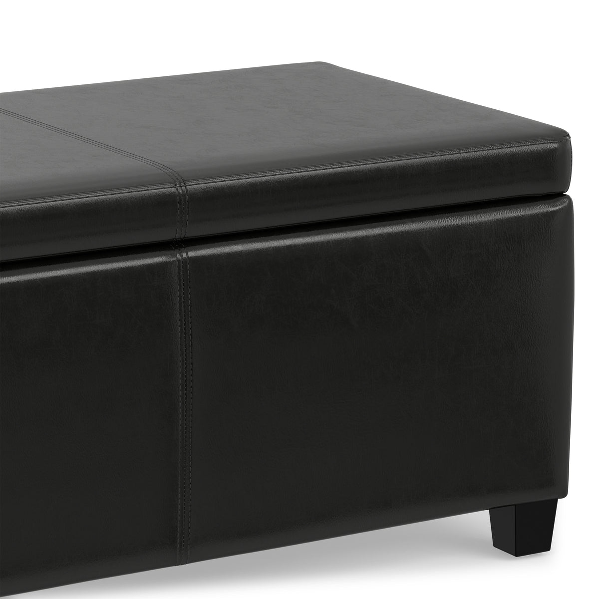 Midnight Black Vegan Leather | Avalon Storage Ottoman in Vegan Leather