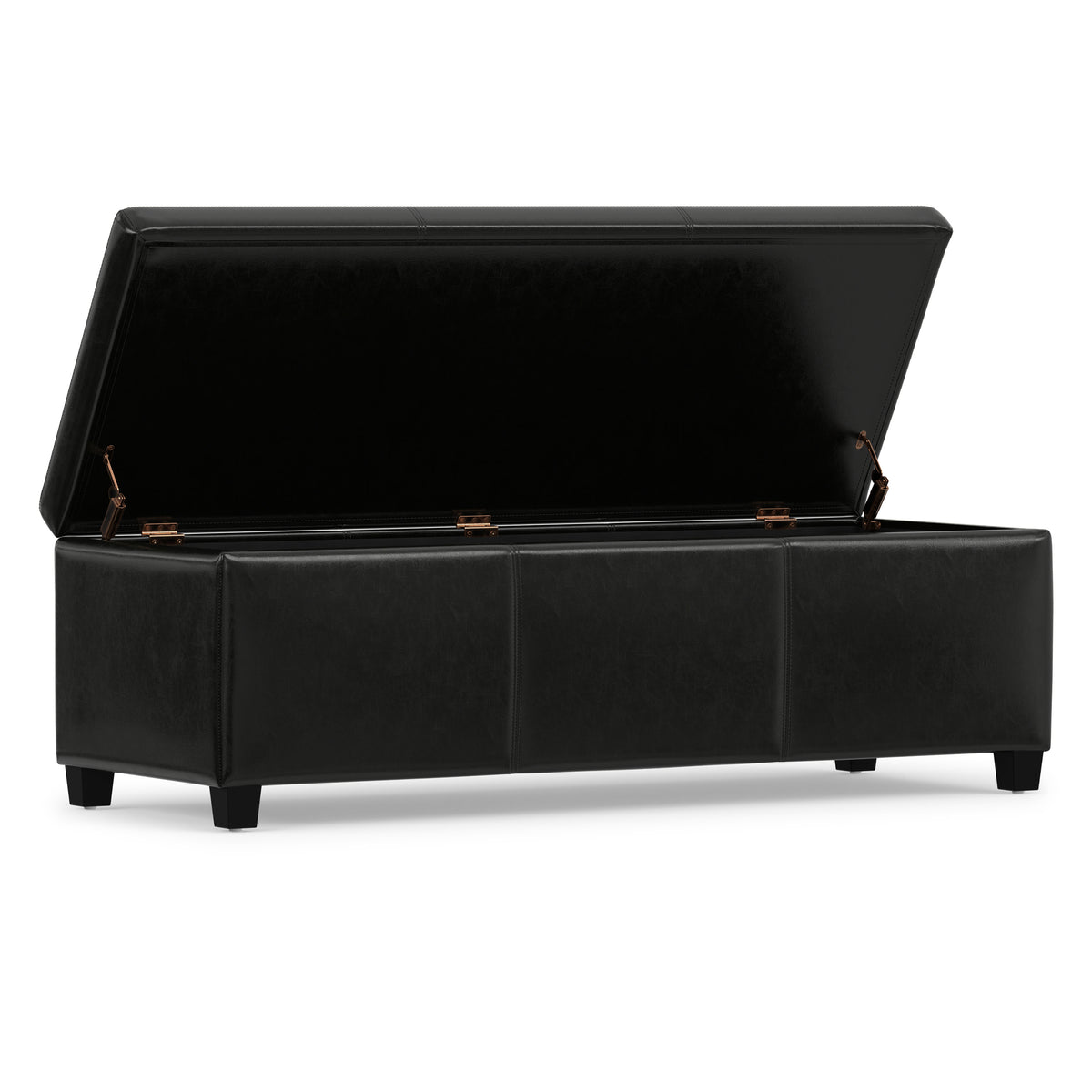 Midnight Black Vegan Leather | Avalon Storage Ottoman in Vegan Leather