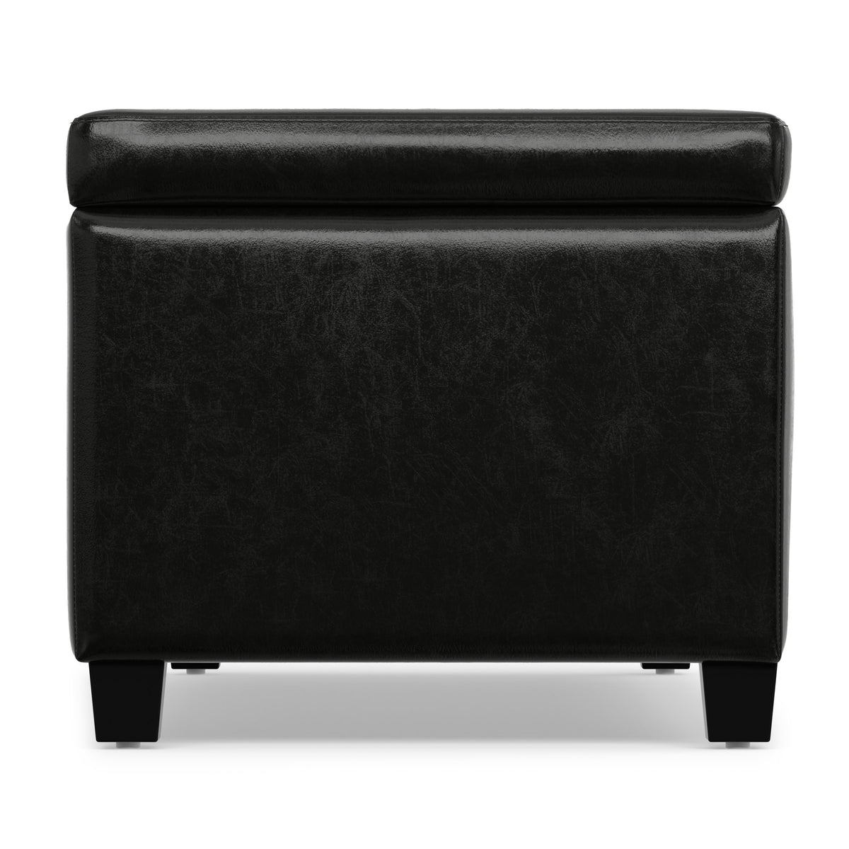 Midnight Black Vegan Leather | Avalon Storage Ottoman in Vegan Leather