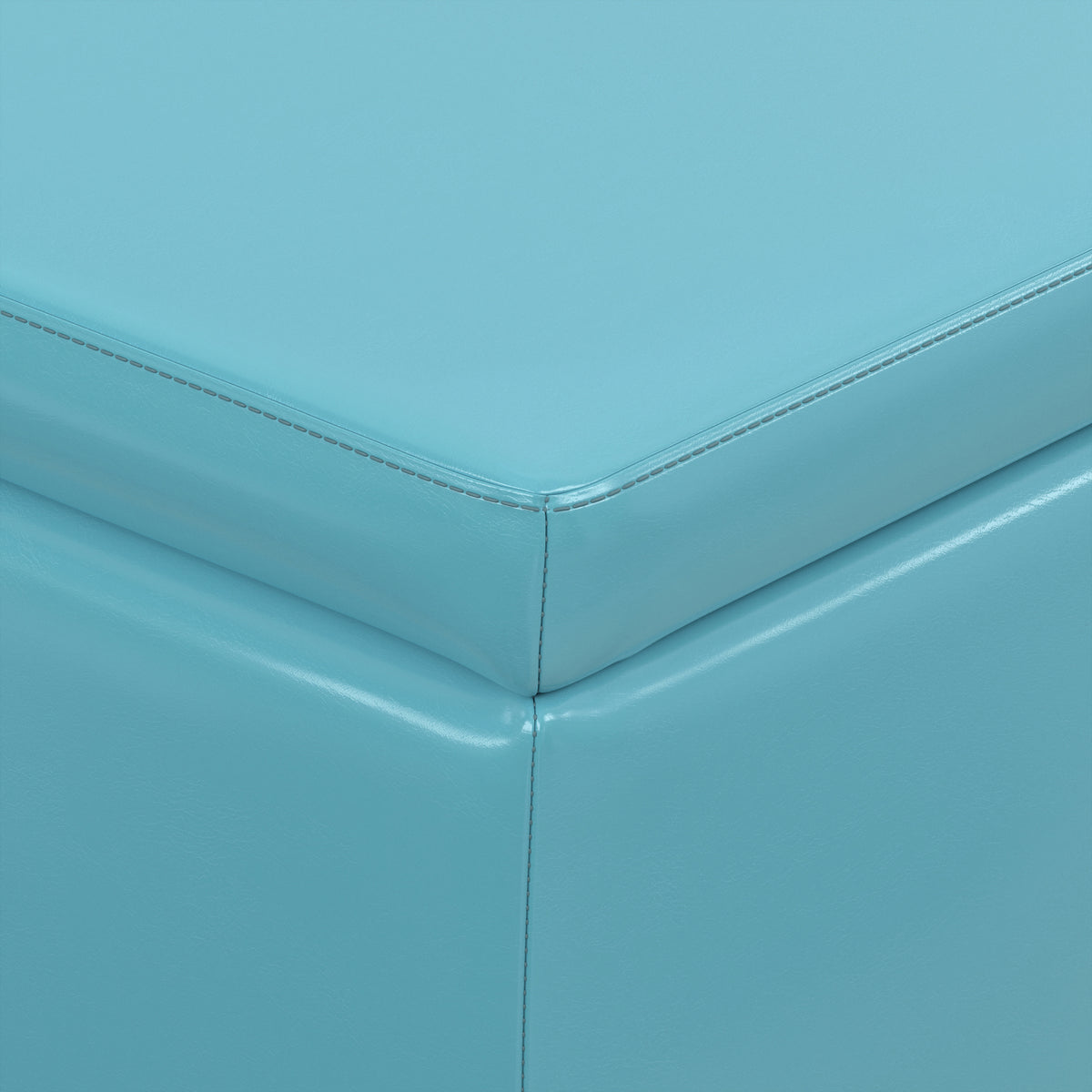 Soft Blue Vegan Leather | Avalon Storage Ottoman in Vegan Leather