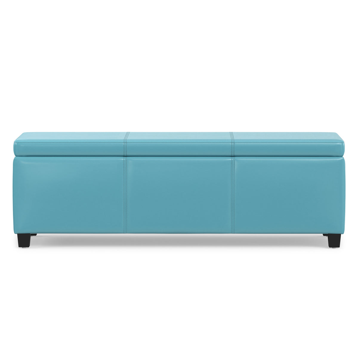 Soft Blue Vegan Leather | Avalon Storage Ottoman in Vegan Leather