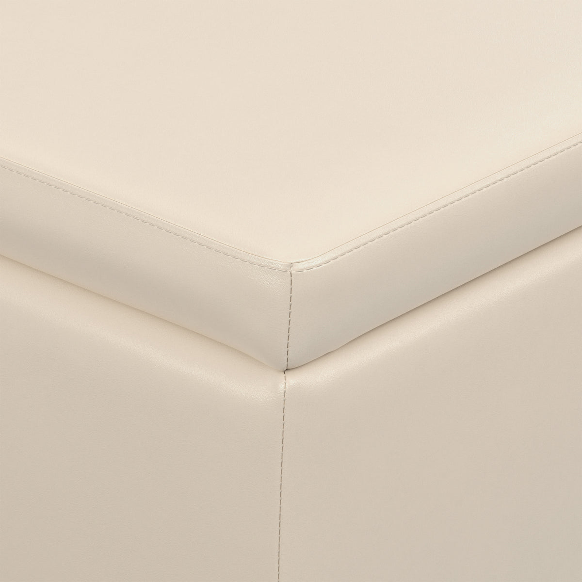Satin Cream Vegan Leather | Avalon Storage Ottoman in Vegan Leather