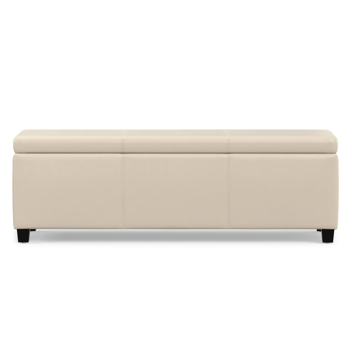 Satin Cream Vegan Leather | Avalon Storage Ottoman in Vegan Leather