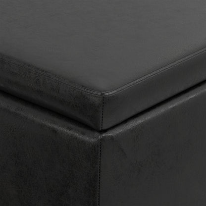 Distressed Black  Distressed Vegan Leather | Avalon Storage Ottoman in Distressed Vegan Leather