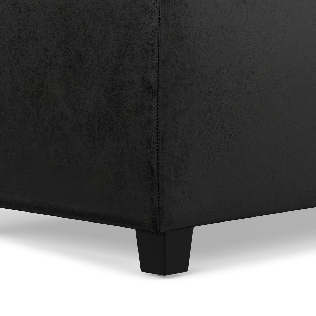 Distressed Black  Distressed Vegan Leather | Avalon Storage Ottoman in Distressed Vegan Leather