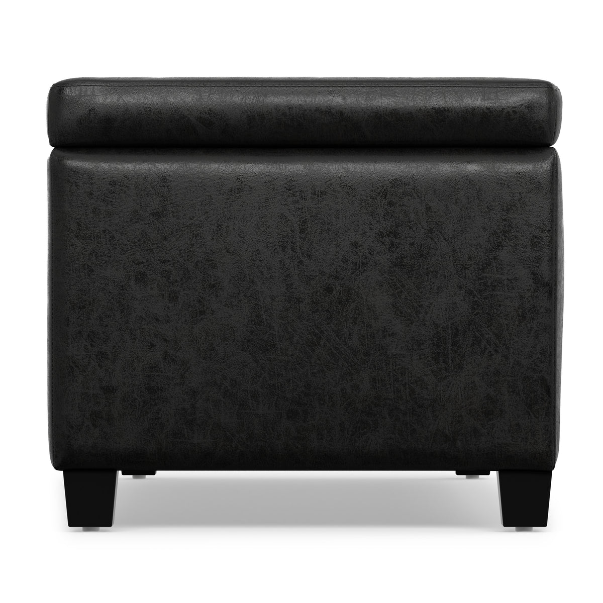 Distressed Black  Distressed Vegan Leather | Avalon Storage Ottoman in Distressed Vegan Leather