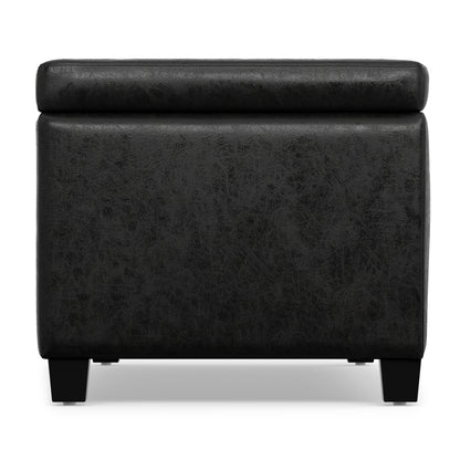 Distressed Black  Distressed Vegan Leather | Avalon Storage Ottoman in Distressed Vegan Leather