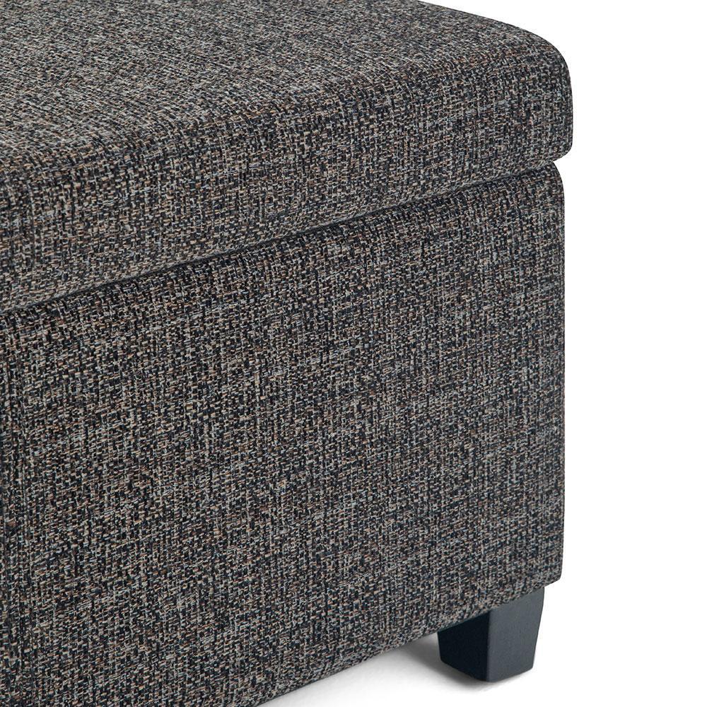 Ebony Tweed Style Fabric | Avalon Large Storage Ottoman Bench in Tweed Style Fabric