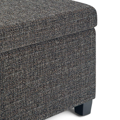 Ebony Tweed Style Fabric | Avalon Large Storage Ottoman Bench in Tweed Style Fabric