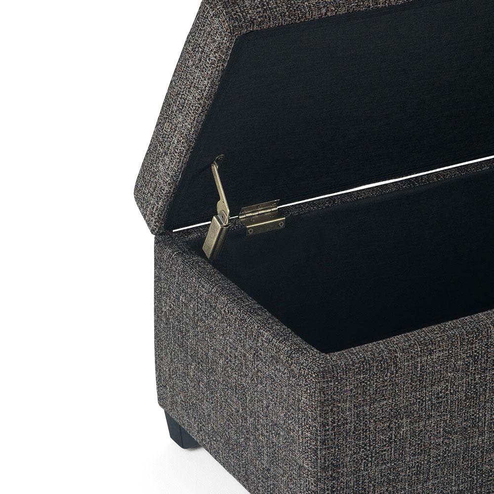 Ebony Tweed Style Fabric | Avalon Large Storage Ottoman Bench in Tweed Style Fabric