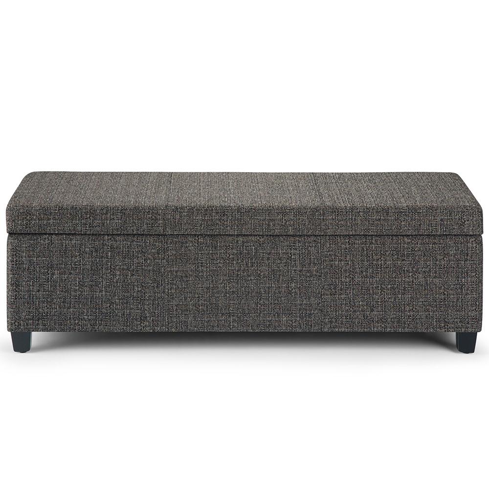 Ebony Tweed Style Fabric | Avalon Large Storage Ottoman Bench in Tweed Style Fabric