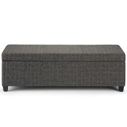 Ebony Tweed Style Fabric | Avalon Large Storage Ottoman Bench in Tweed Style Fabric