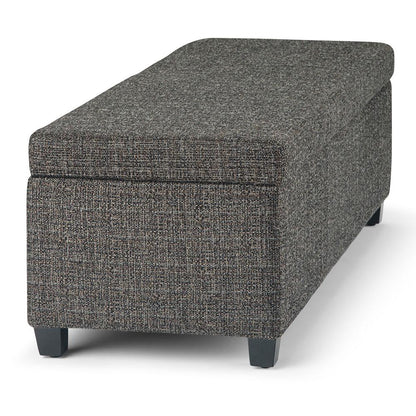 Ebony Tweed Style Fabric | Avalon Large Storage Ottoman Bench in Tweed Style Fabric