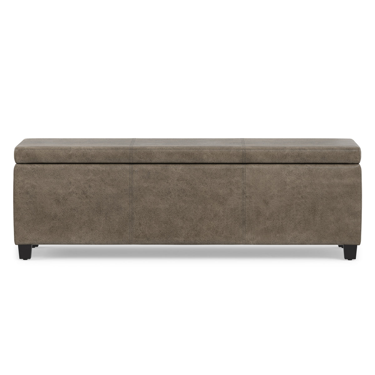 Distressed Smoky Grey Brown  Distressed Vegan Leather | Avalon Storage Ottoman in Distressed Vegan Leather