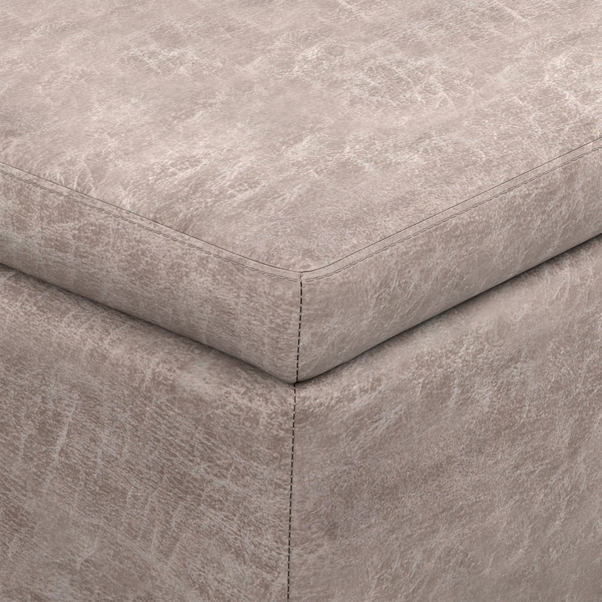 Distressed Grey  Distressed Vegan Leather | Avalon Storage Ottoman in Distressed Vegan Leather