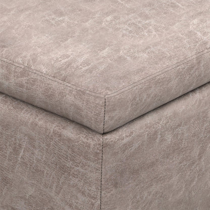 Distressed Grey  Distressed Vegan Leather | Avalon Storage Ottoman in Distressed Vegan Leather