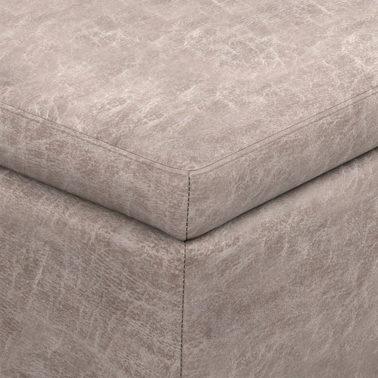 Distressed Grey  Distressed Vegan Leather | Avalon Storage Ottoman in Distressed Vegan Leather