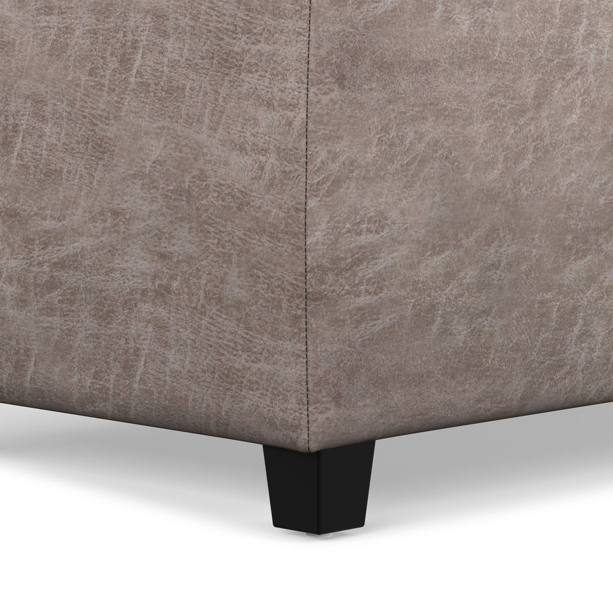 Distressed Grey  Distressed Vegan Leather | Avalon Storage Ottoman in Distressed Vegan Leather