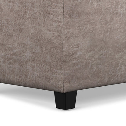 Distressed Grey  Distressed Vegan Leather | Avalon Storage Ottoman in Distressed Vegan Leather
