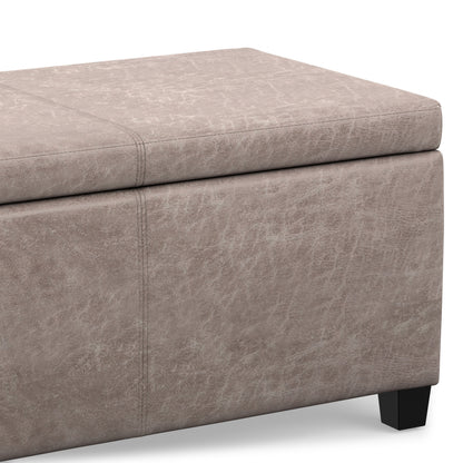 Distressed Grey  Distressed Vegan Leather | Avalon Storage Ottoman in Distressed Vegan Leather