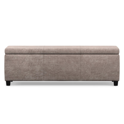 Distressed Grey  Distressed Vegan Leather | Avalon Storage Ottoman in Distressed Vegan Leather