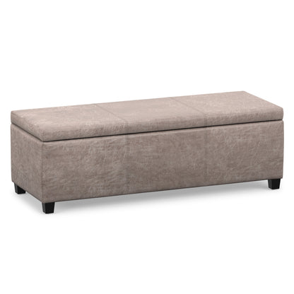 Distressed Grey  Distressed Vegan Leather | Avalon Storage Ottoman in Distressed Vegan Leather