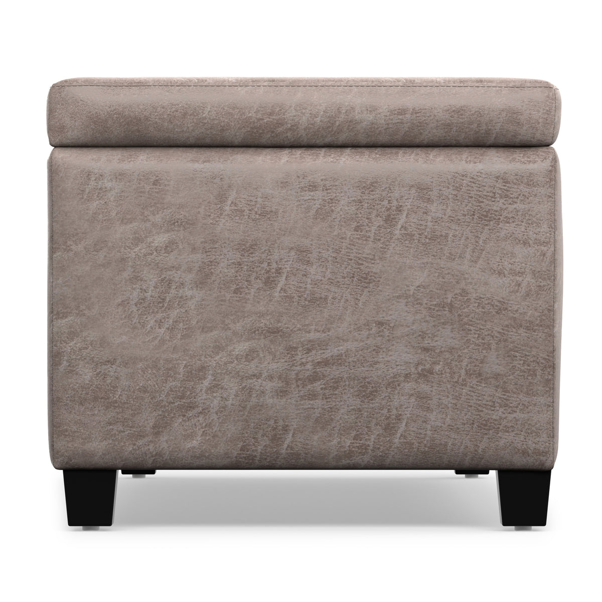 Distressed Grey  Distressed Vegan Leather | Avalon Storage Ottoman in Distressed Vegan Leather