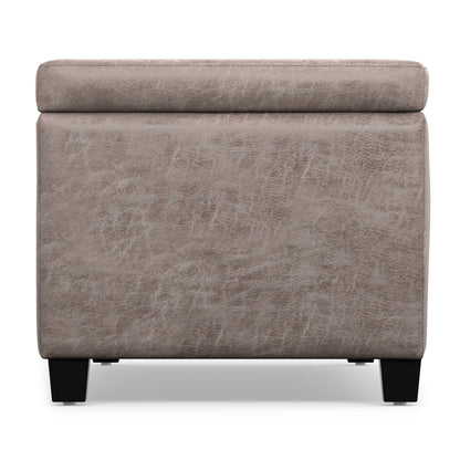 Distressed Grey  Distressed Vegan Leather | Avalon Storage Ottoman in Distressed Vegan Leather