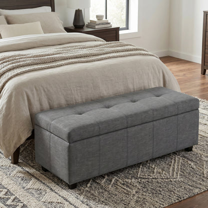 Slate Grey Linen Style Fabric | Avalon Storage Ottoman in Linen