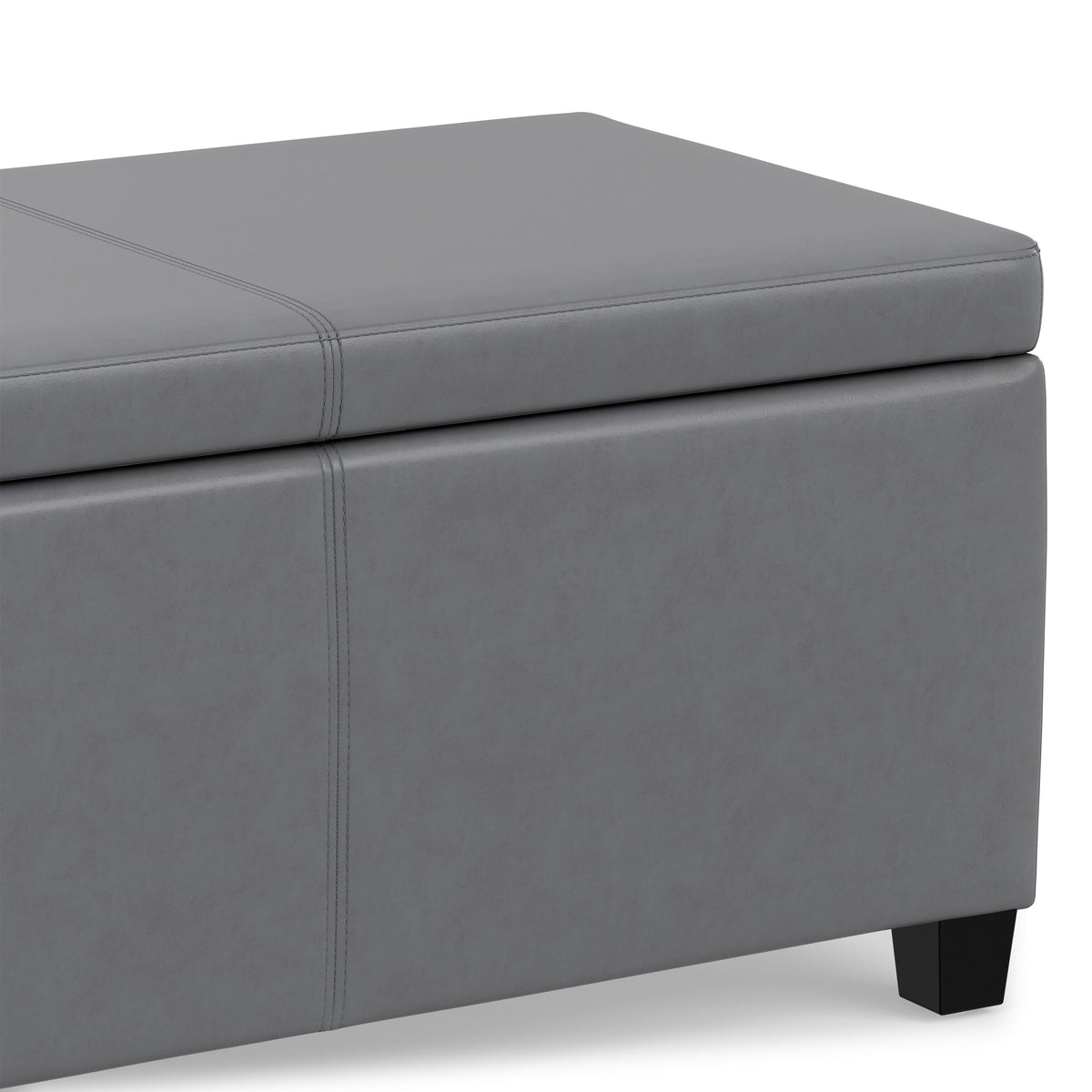 Stone Grey Vegan Leather | Avalon Storage Ottoman in Vegan Leather