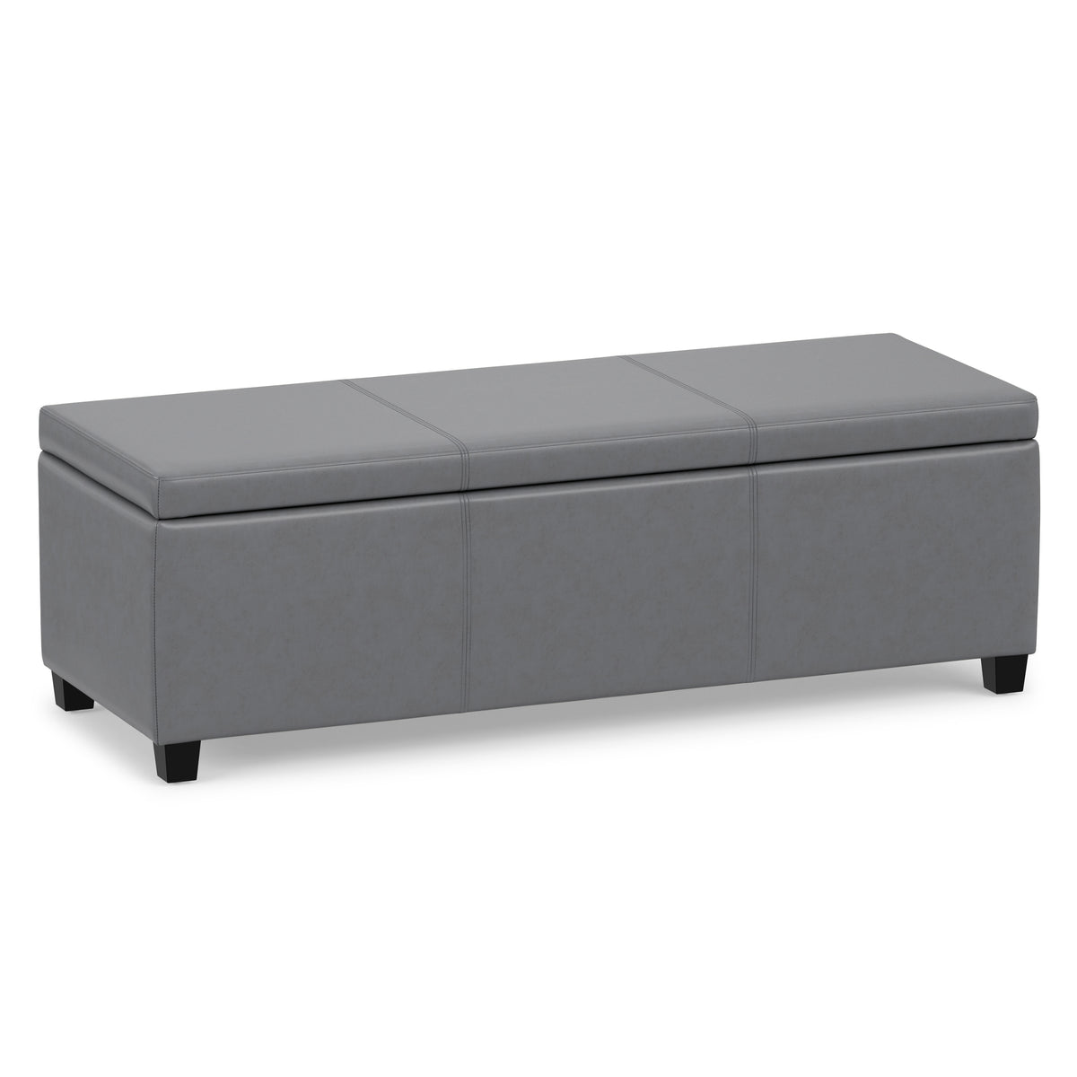 Stone Grey Vegan Leather | Avalon Storage Ottoman in Vegan Leather